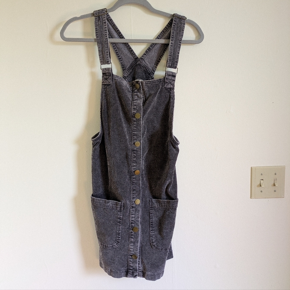 Gray Corduroy Button-Down Overall Cottagecore Dress size small